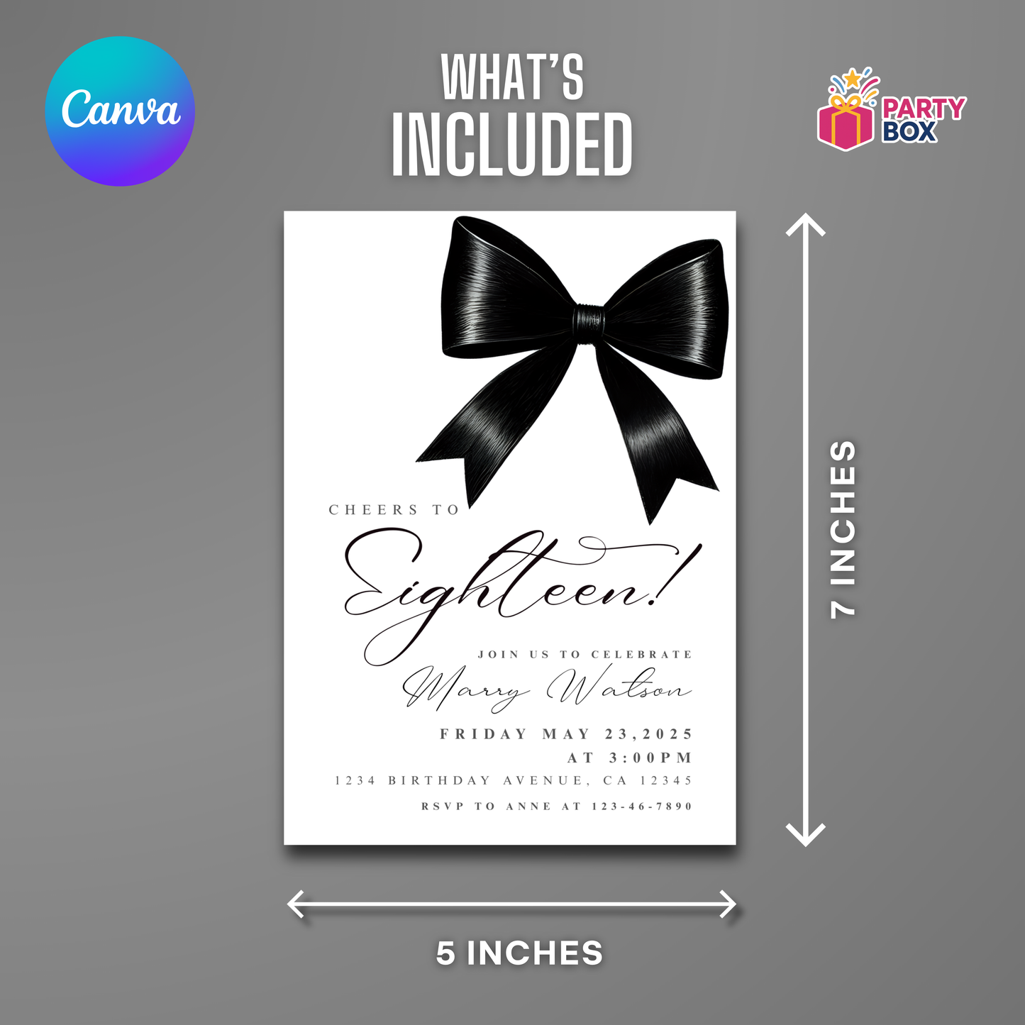 Minimalist 18th Birthday Invitation editable easy to download