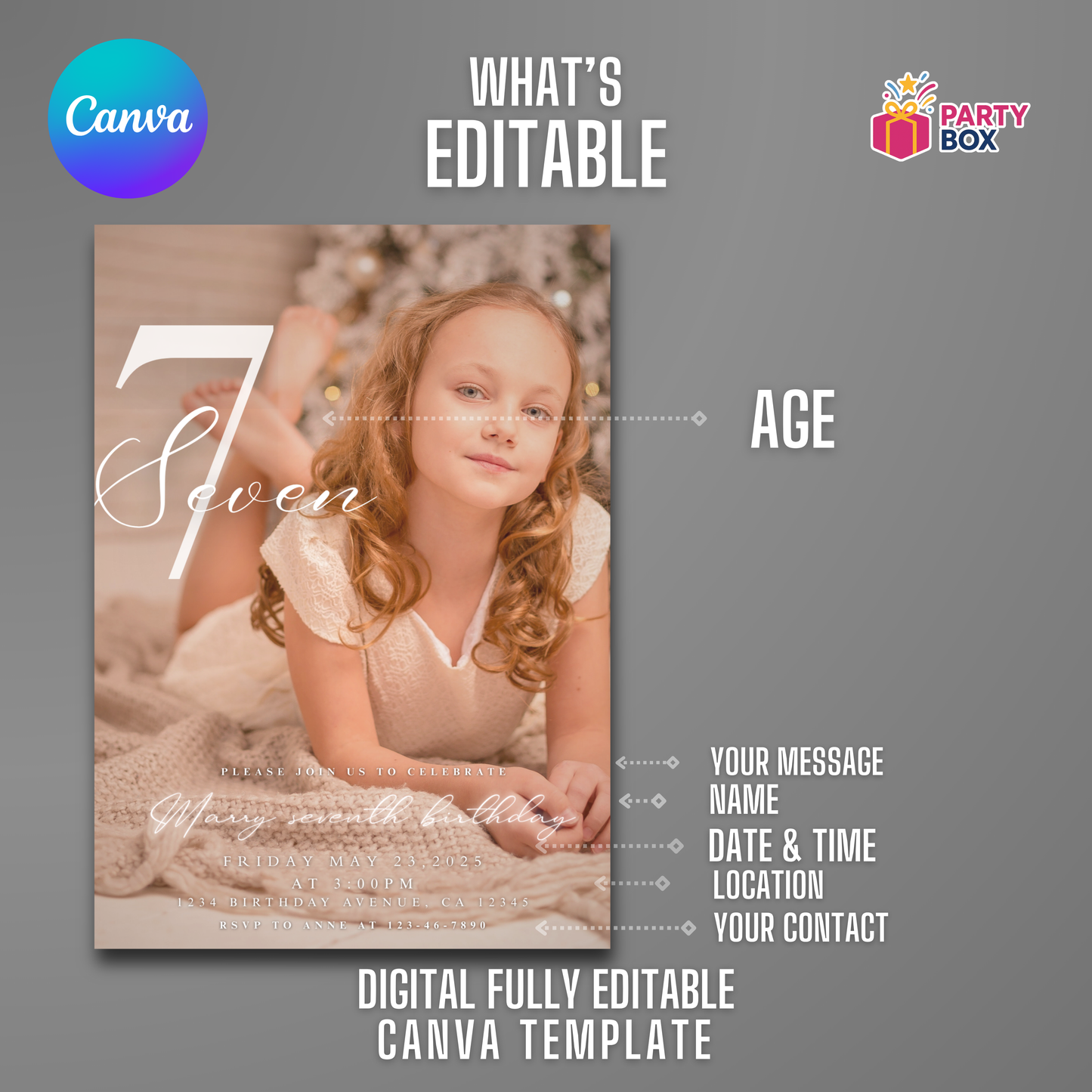 Minimalist Birthday Invitation template easy to edit