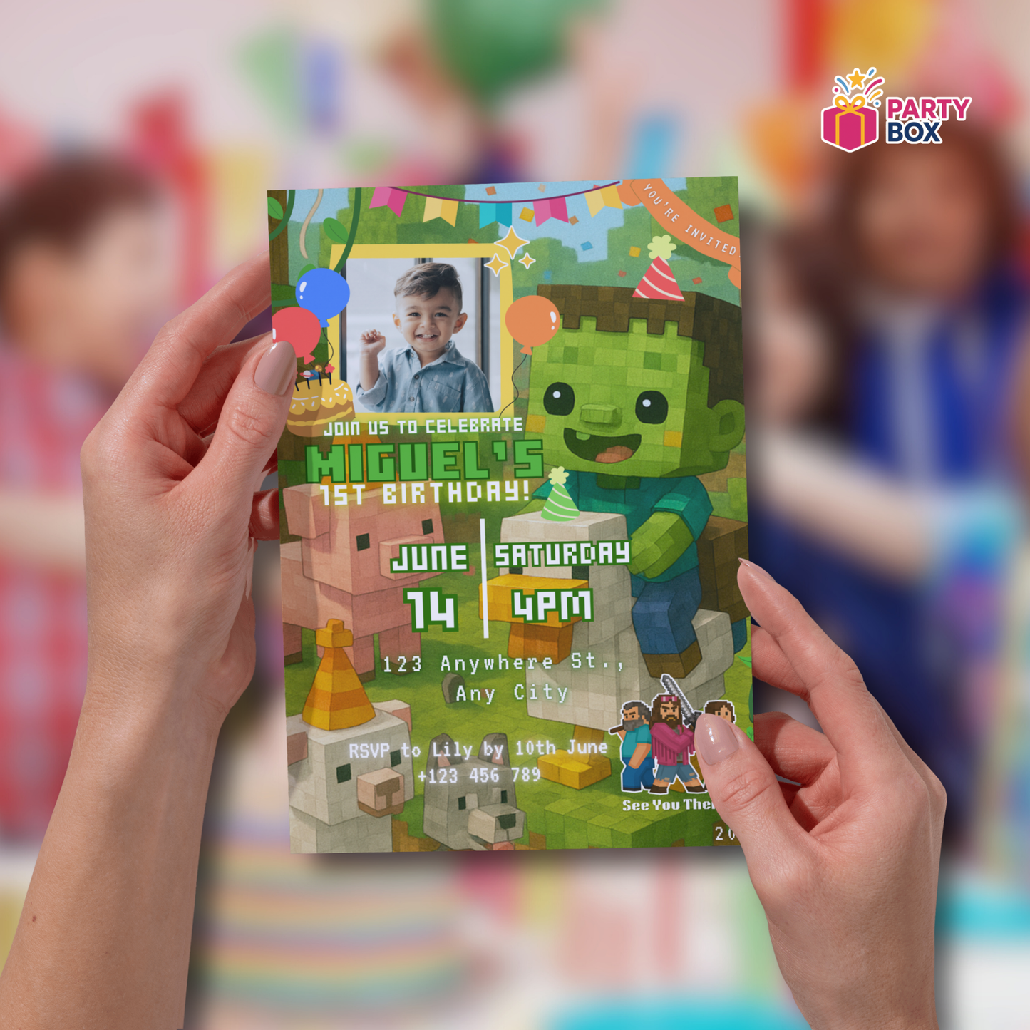 Minecraft Editable Birthday Invitation Template