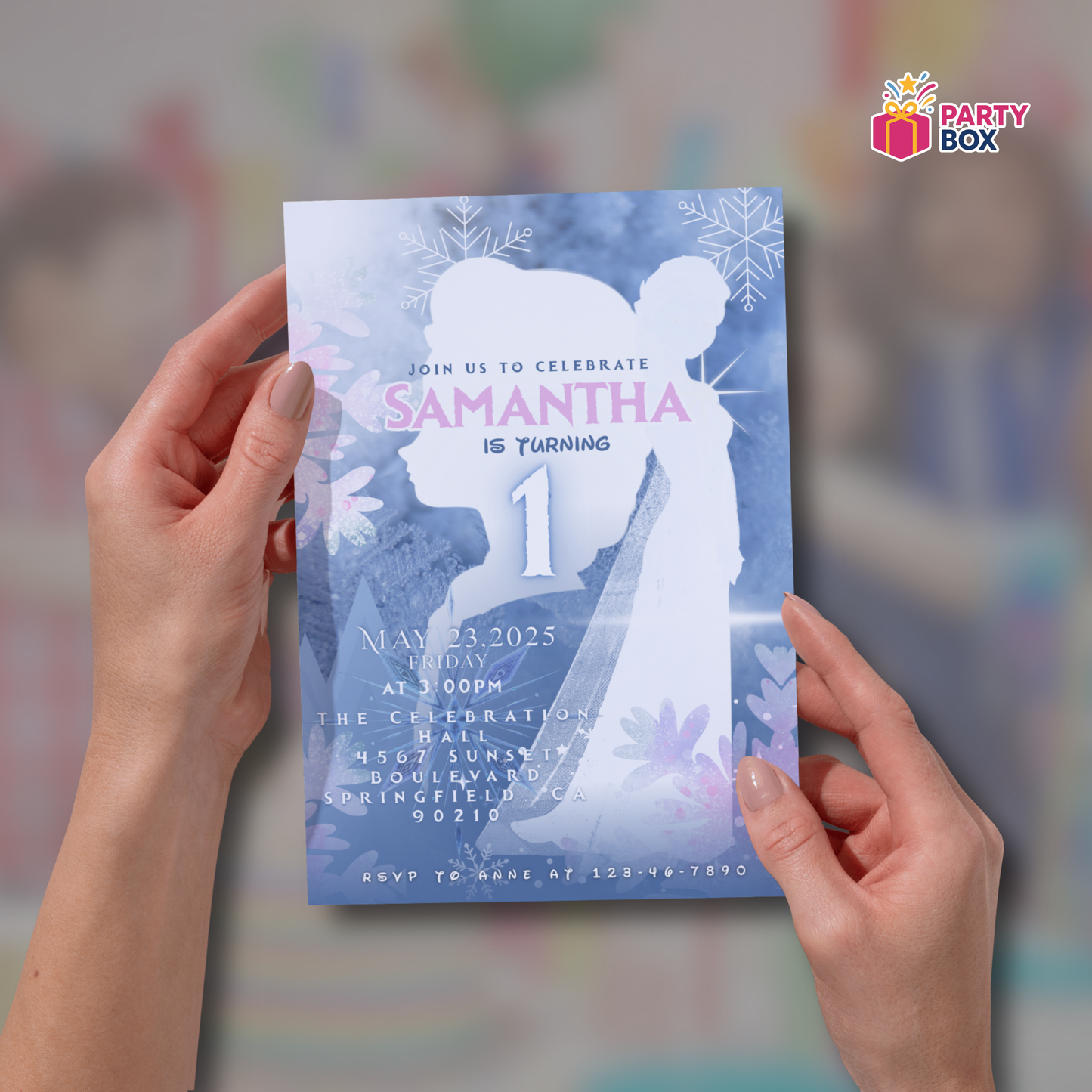 Elsa themed Birthday Invitation template easy to edit frozen minimalist