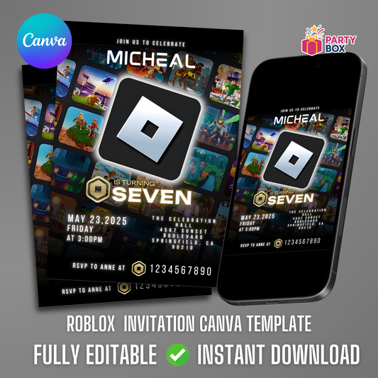 Roblox Birthday Invitation Template easy to edit