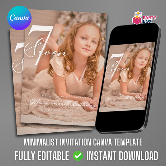 Minimalist Birthday Invitation template easy to edit