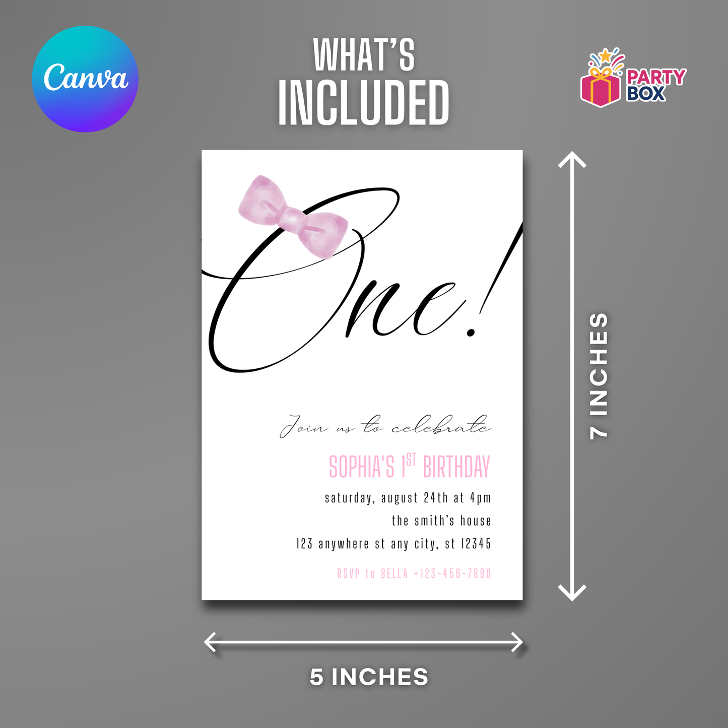 Minimalist Birthday Invitation editable template easy to edit