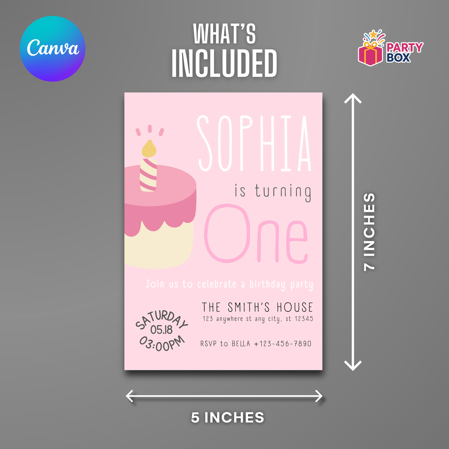 Minimalist Birthday Editable Invitation cupcake Template easy to download