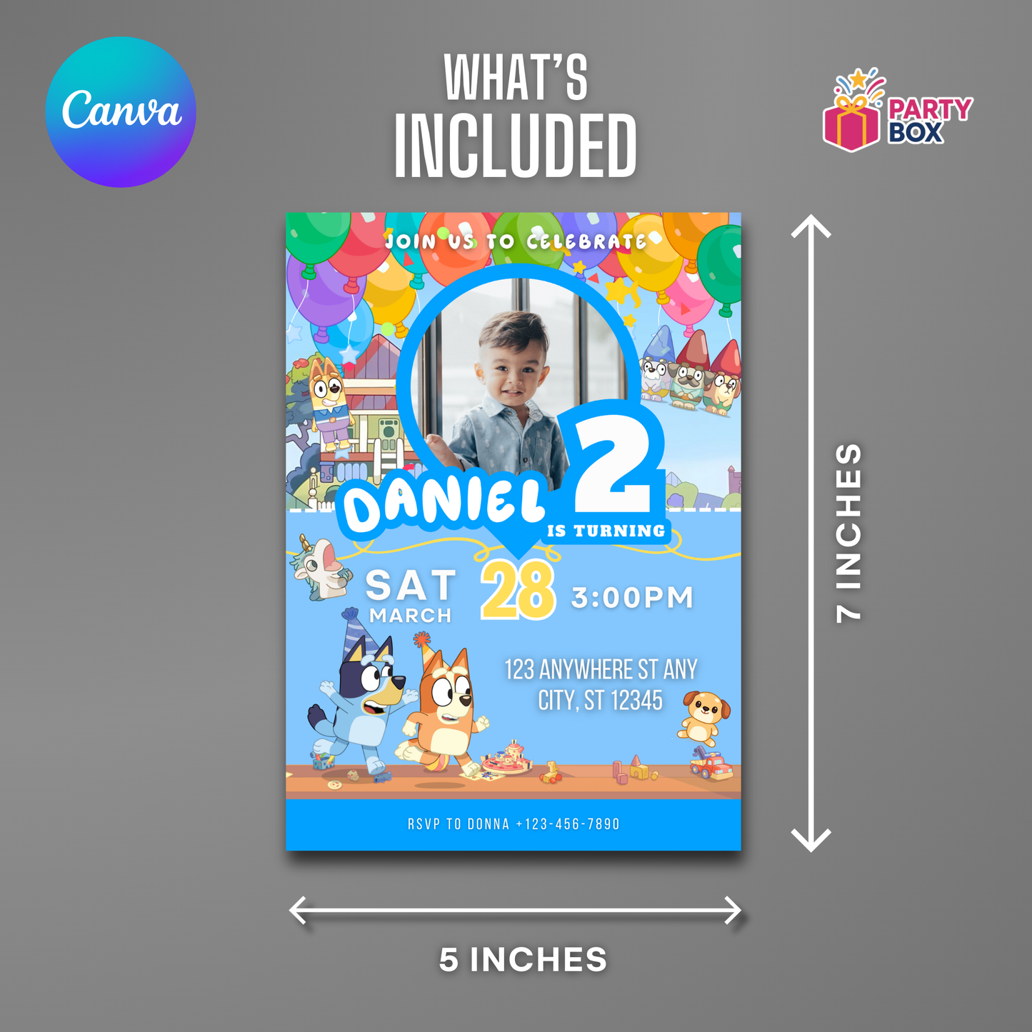 Bluey Editable Birthday invitation easy to edit
